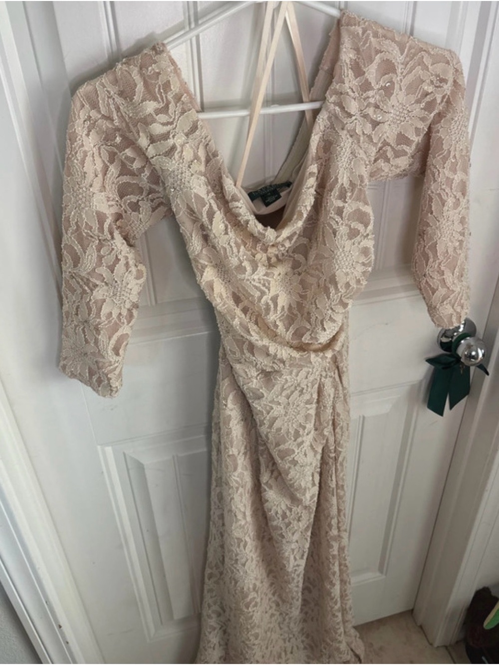 Ralph Lauren Champagne Lace Wrap Maxi Dress - Picture 3 of 8
